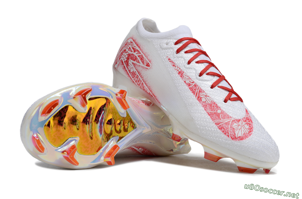 Unisex Nike Air Zoom Mercurial Vapor 16 Elite FG Football Boots - White/Red/Gold 1