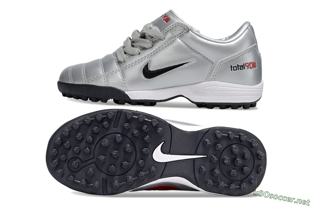 Kids Nike Total 90 III TF Football Shoes - Silver/Black/White 1