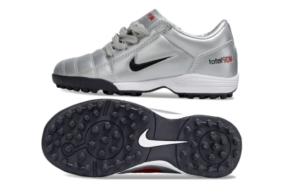 Kids Nike Total 90 III TF Football Shoes - Silver/Black/White