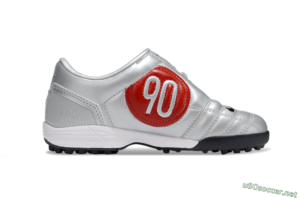 Kids Nike Total 90 III TF Football Shoes - Silver/Black/White 5