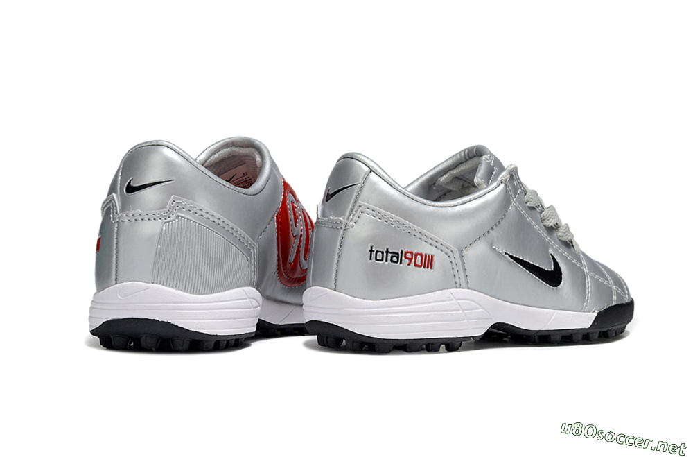 Kids Nike Total 90 III TF Football Shoes - Silver/Black/White 6