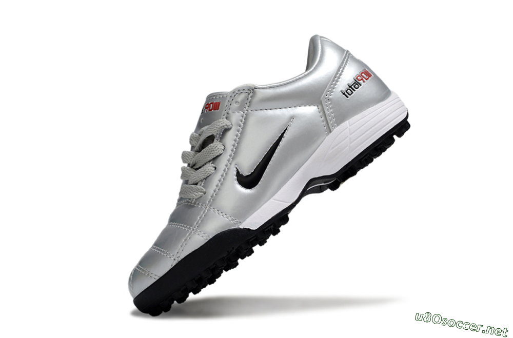 Kids Nike Total 90 III TF Football Shoes - Silver/Black/White 4
