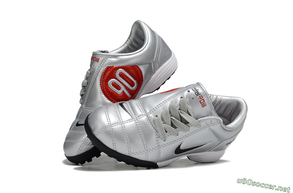 Kids Nike Total 90 III TF Football Shoes - Silver/Black/White 0