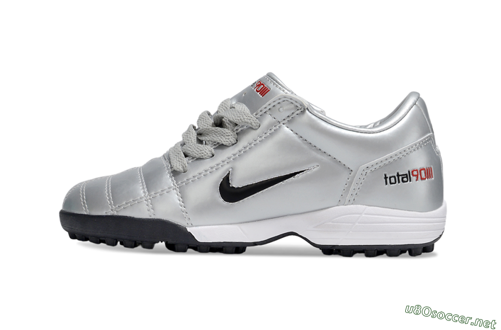 Kids Nike Total 90 III TF Football Shoes - Silver/Black/White 2