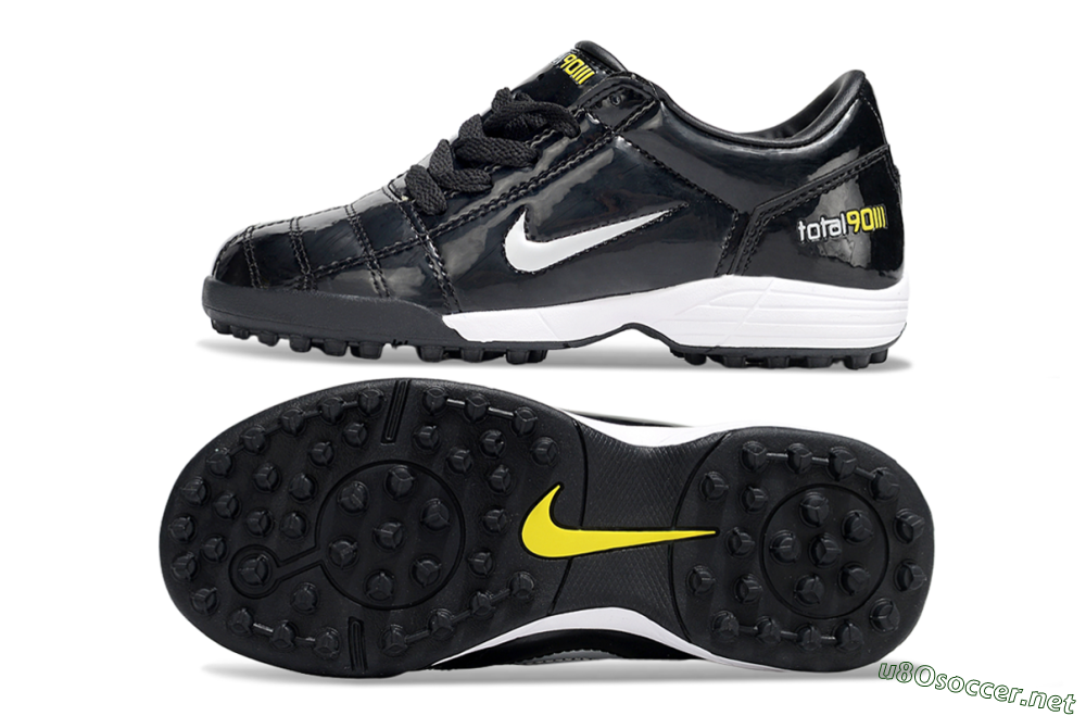 Kids Nike Total 90 III TF Football Shoes - Black/White/Yellow 1