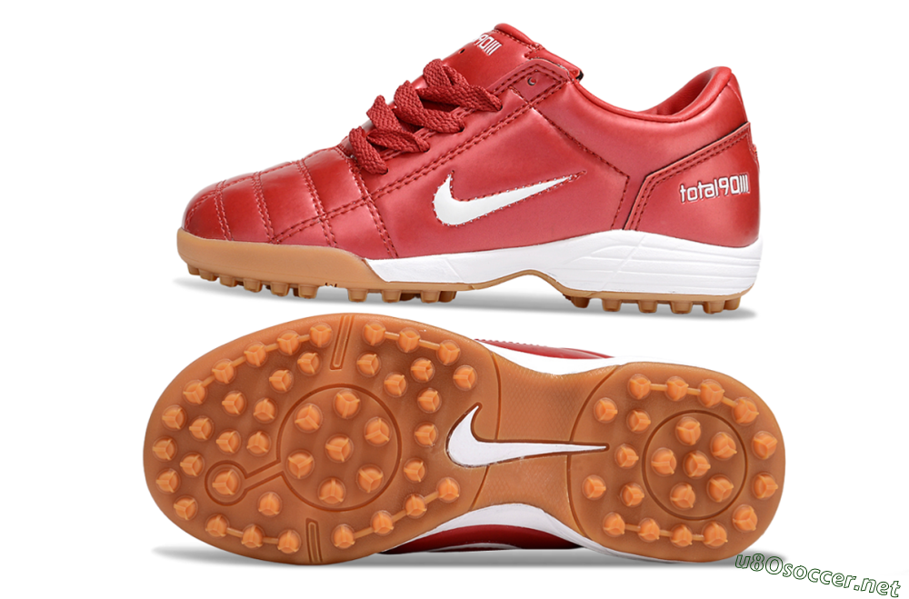 Kids Nike Total 90 III TF Football Shoes - Red/White/Brown 1
