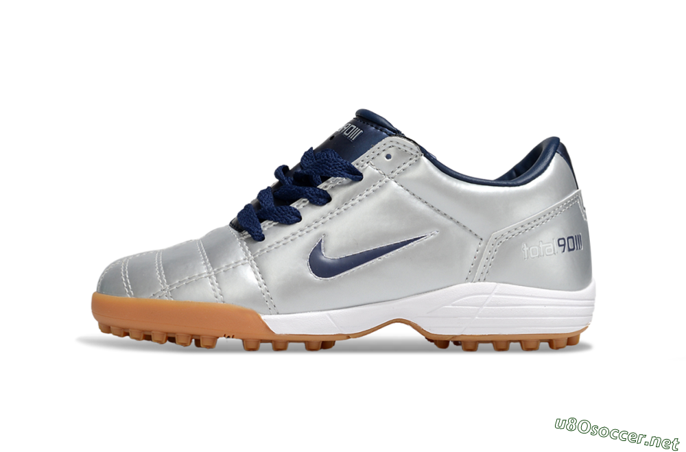 Kids Nike Total 90 III TF Football Shoes - Silver/Blue/White 2