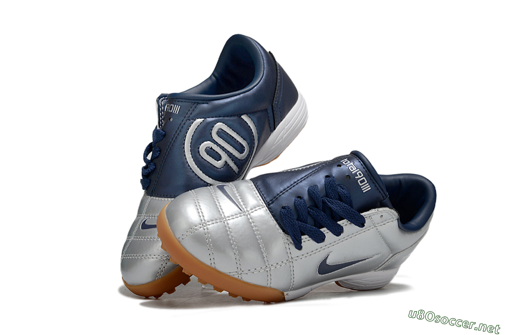 Kids Nike Total 90 III TF Football Shoes - Silver/Blue/White 0