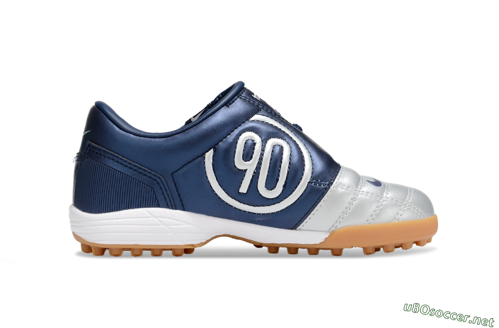 Kids Nike Total 90 III TF Football Shoes - Silver/Blue/White 5