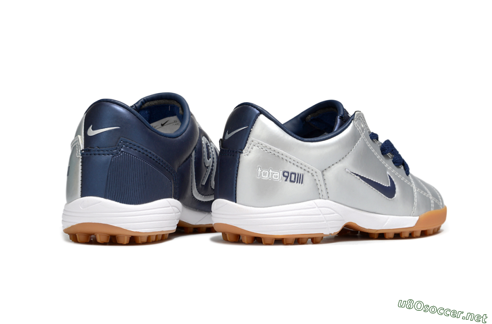 Kids Nike Total 90 III TF Football Shoes - Silver/Blue/White 6