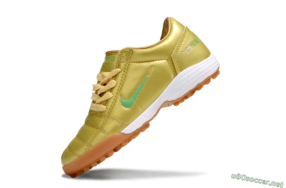 Kids Nike Total 90 III TF Football Shoes - Gold/Green/White 4