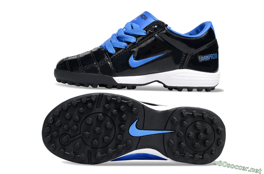 Kids Nike Total 90 III TF Football Shoes - Black/Blue/White 1