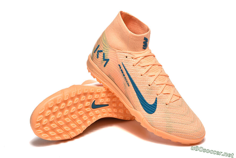 Men's Nike Air Zoom Mercurial Superfly 10 Elite TF Football Shoes - Pink/Blue/Yellow 4