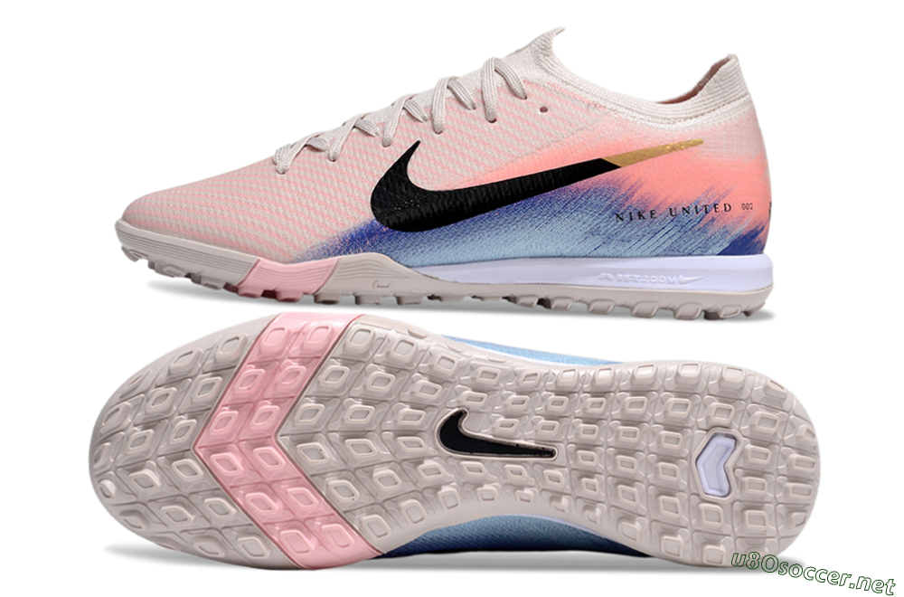 Unisex Nike Air Zoom Mercurial Vapor 16 Elite TF Football Shoes - Pink/Black/Gold 1