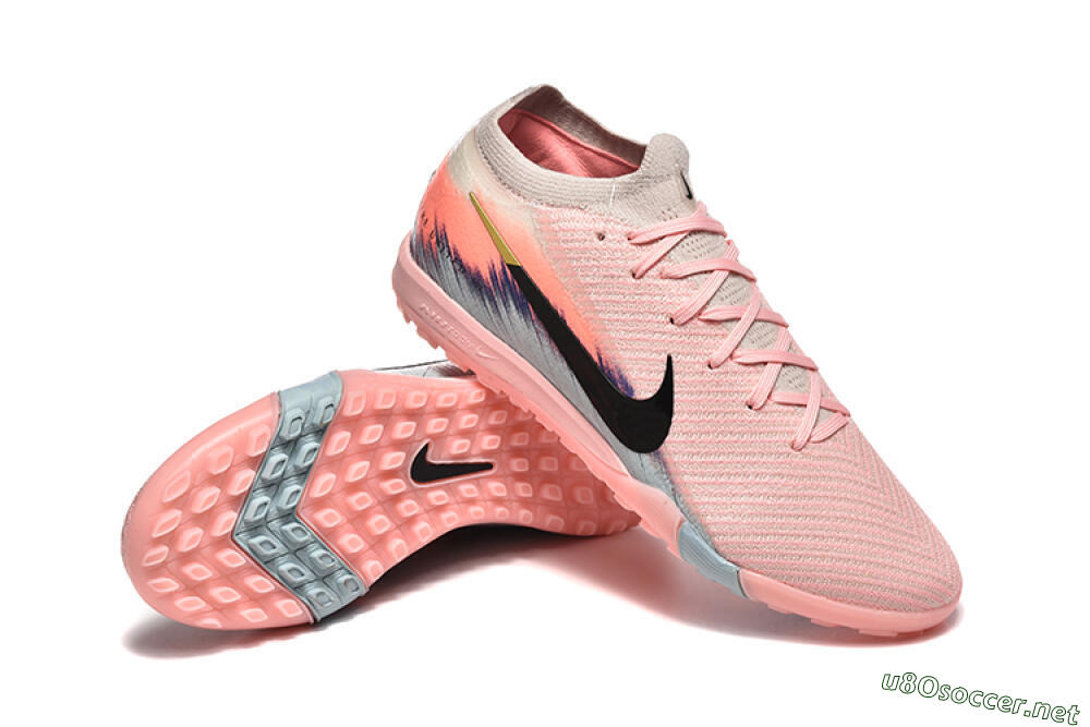 Men's Nike Air Zoom Mercurial Vapor 15 Elite TF Football Shoes - Pink/Black/Gold 4