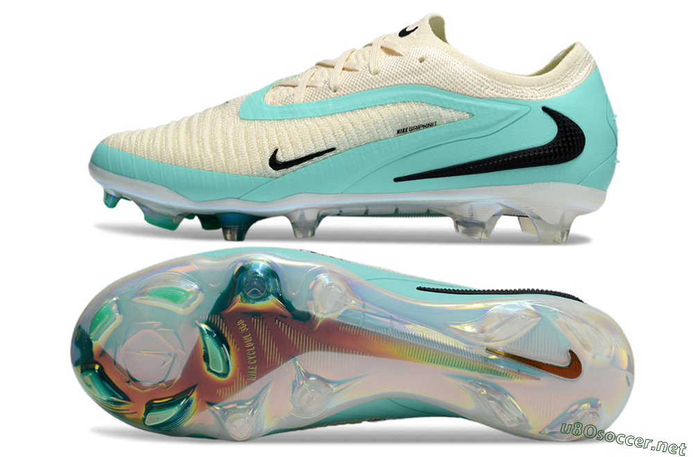 Unisex Nike Phantom 6 Elite Low FG Football Boots - Beige/Jade/Black 1