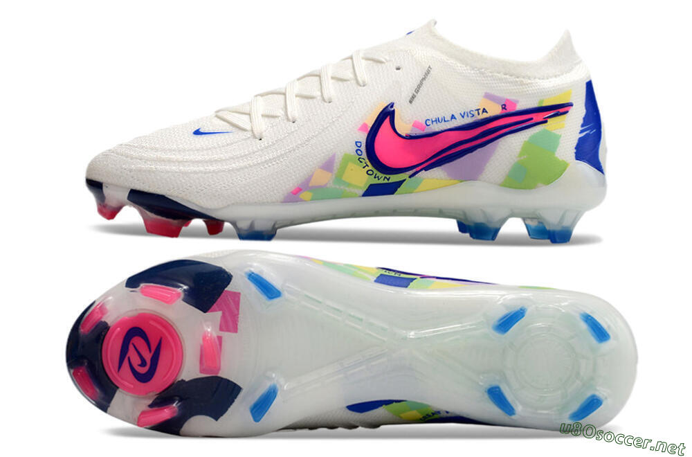 Men's Nike Phantom GX 2 Elite FG Football Boots - White/Pink/Blue 1