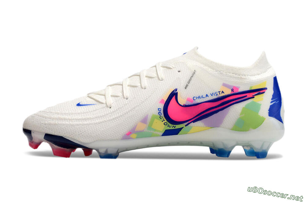 Men's Nike Phantom GX 2 Elite FG Football Boots - White/Pink/Blue 0