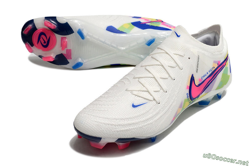 Men's Nike Phantom GX 2 Elite FG Football Boots - White/Pink/Blue 3