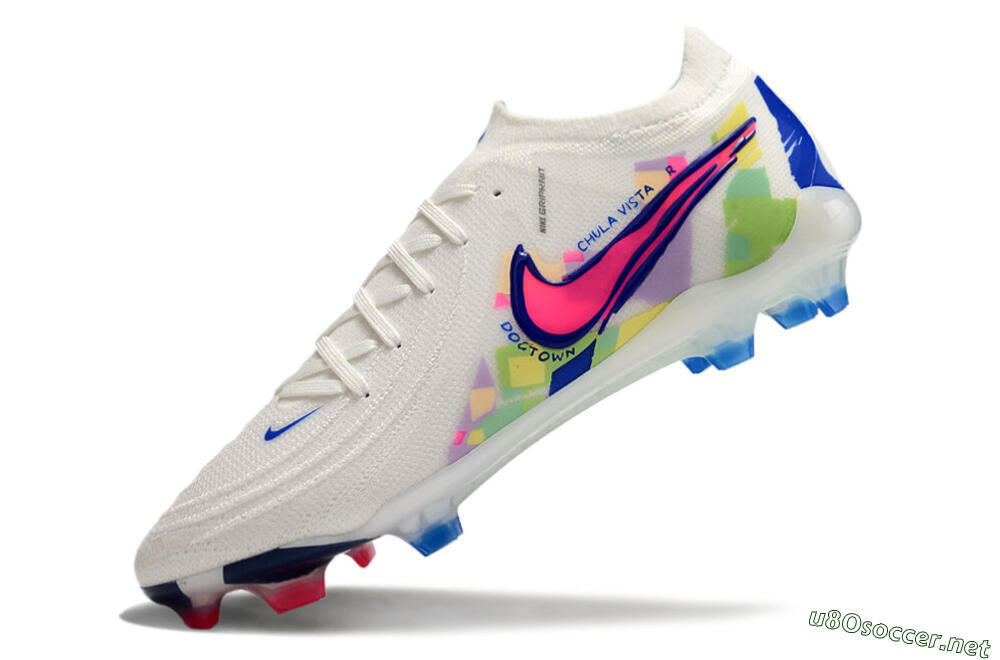 Men's Nike Phantom GX 2 Elite FG Football Boots - White/Pink/Blue 5
