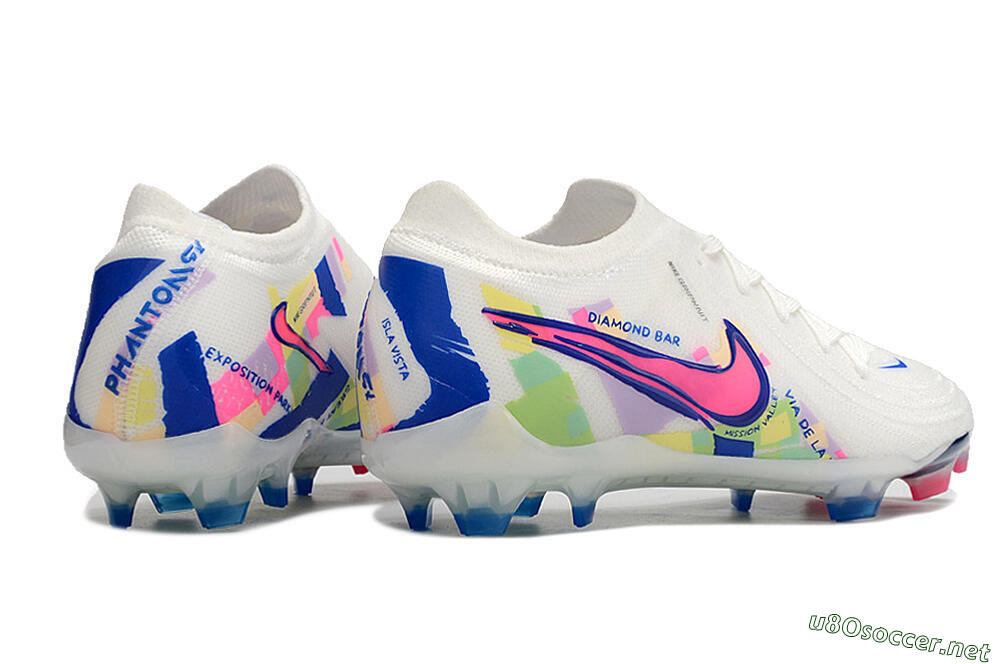 Men's Nike Phantom GX 2 Elite FG Football Boots - White/Pink/Blue 6