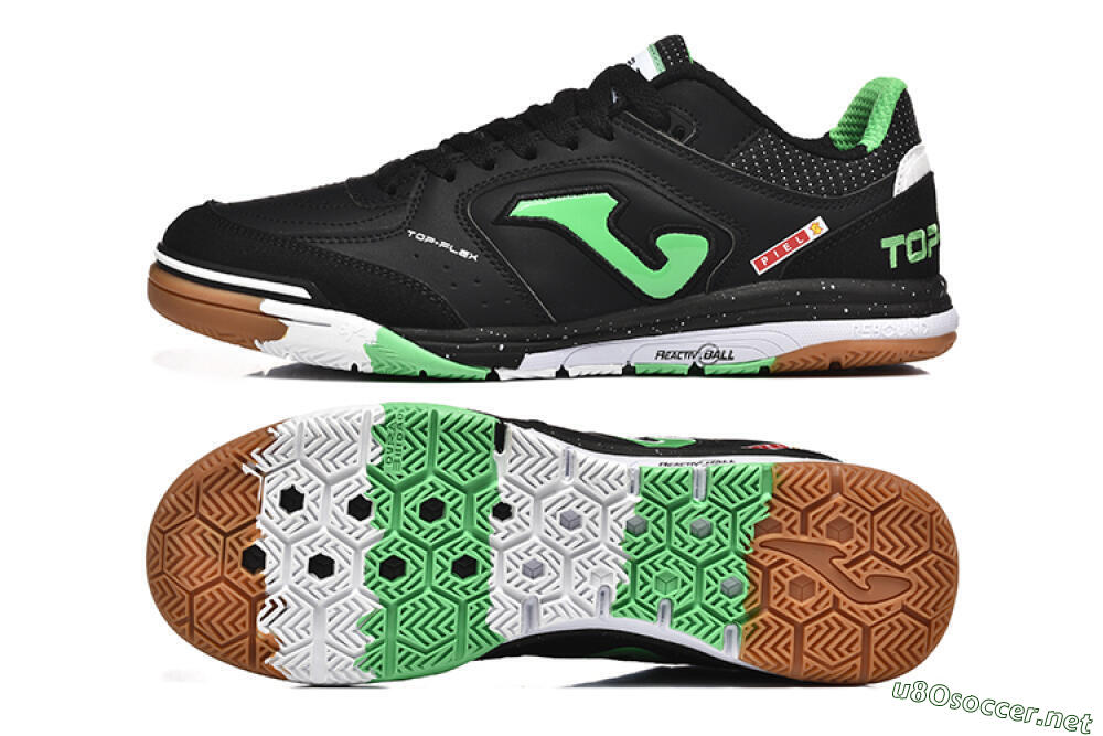 Men's Joma Top Flex IC Football Shoes - Black/Green/Red 1