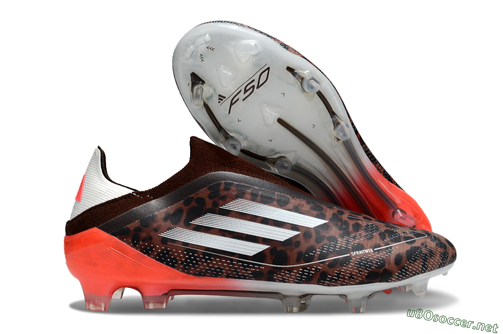 Men's Adidas F50 Elite Laceless FG Football Boots - Leopard/White/Red 2