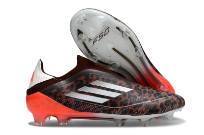 Men's Adidas F50 Elite Laceless FG Football Boots - Leopard/White/Red