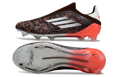 Men's Adidas F50 Elite Laceless FG Football Boots - Leopard/White/Red