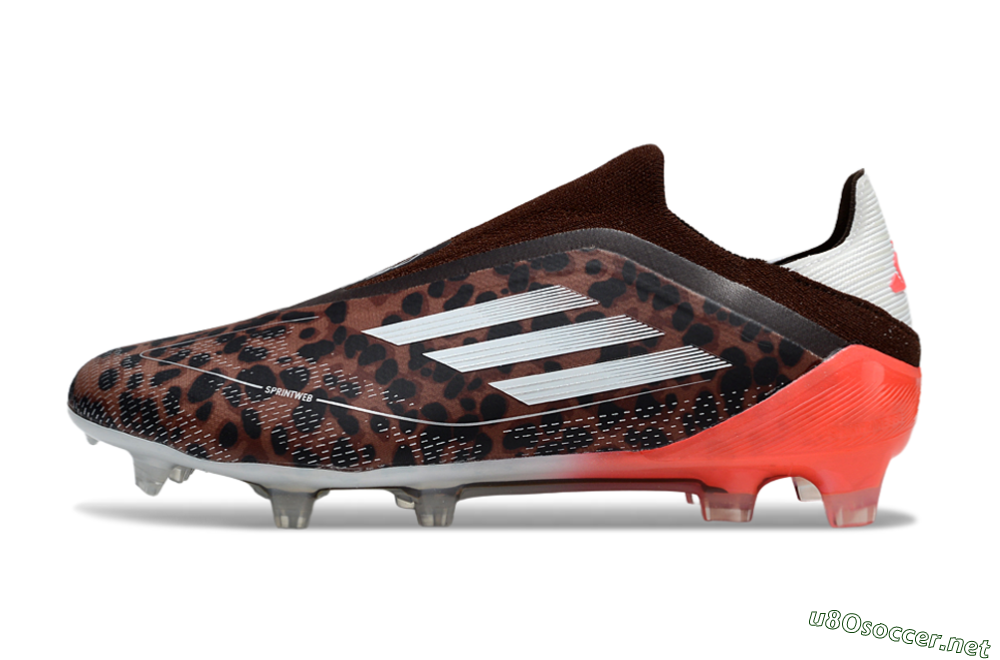 Men's Adidas F50 Elite Laceless FG Football Boots - Leopard/White/Red 0