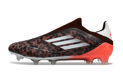 Men's Adidas F50 Elite Laceless FG Football Boots - Leopard/White/Red
