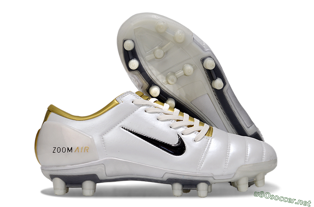 Men's Nike Air Zoom Total 90 III FG Football Boots - White/Black/Gold 2