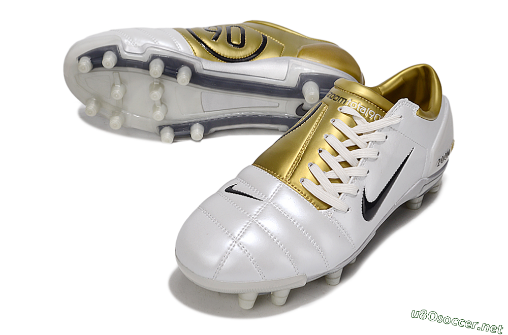 Men's Nike Air Zoom Total 90 III FG Football Boots - White/Black/Gold 3