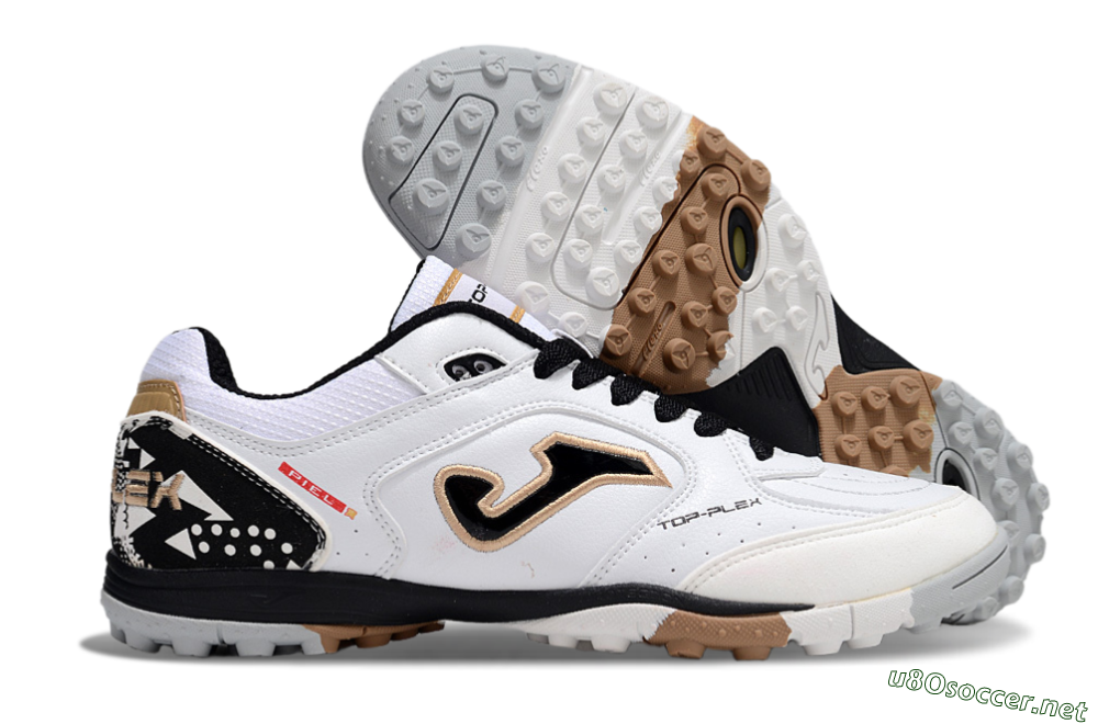 Men's Joma Top Flex TF Football Shoes - White/Black/Brown 2