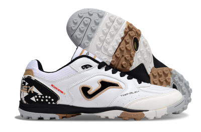 Men's Joma Top Flex TF Football Shoes - White/Black/Brown