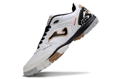 Men's Joma Top Flex TF Football Shoes - White/Black/Brown