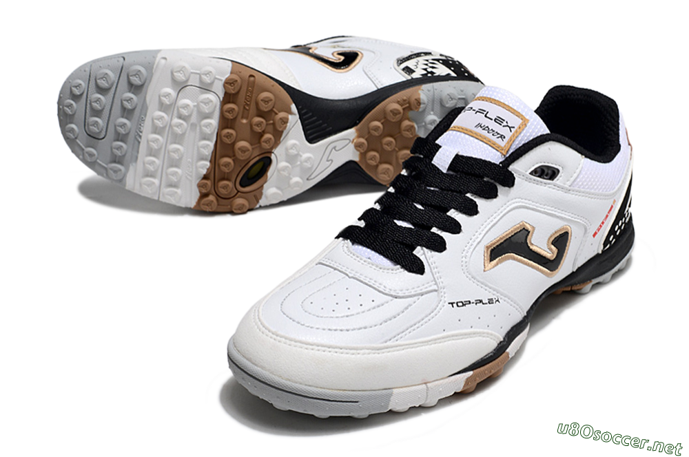 Men's Joma Top Flex TF Football Shoes - White/Black/Brown 3