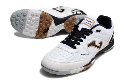 Men's Joma Top Flex TF Football Shoes - White/Black/Brown