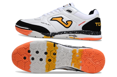 Men's Joma Top Flex IC Football Shoes - White/Black/Yellow