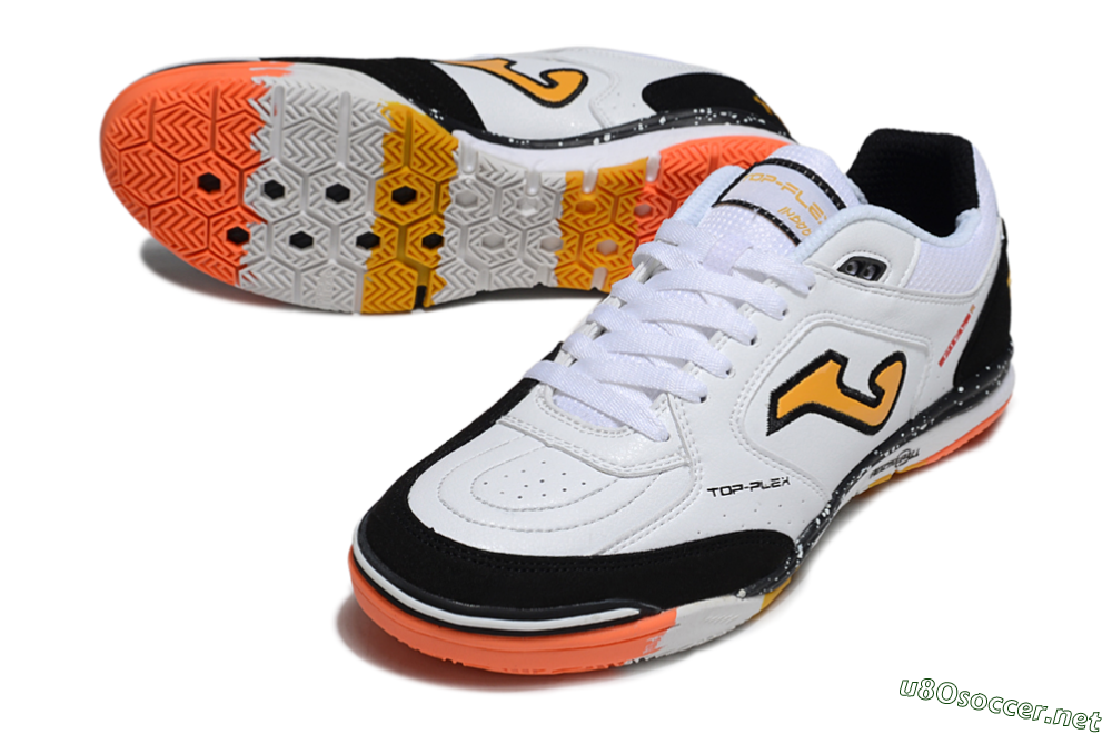 Men's Joma Top Flex IC Football Shoes - White/Black/Yellow 0