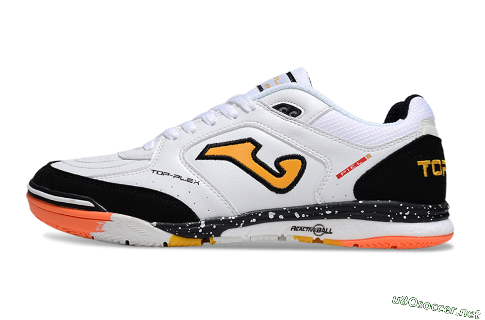 Men's Joma Top Flex IC Football Shoes - White/Black/Yellow 2