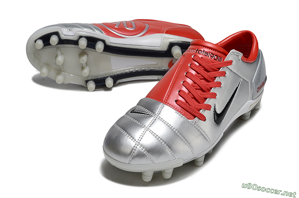 Men's Nike Air Zoom Total 90 III FG Football Boots - Silver/Black/Red 3