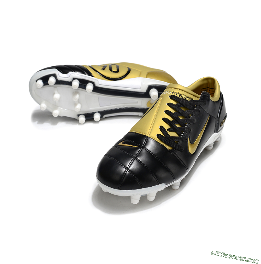 Men's Nike Air Zoom Total 90 III FG Football Boots - Black/Gold/White 3