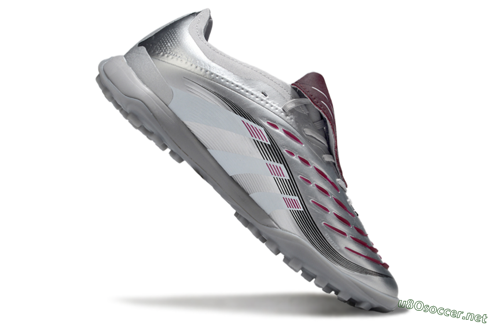 Men's Adidas Predator Elite Foldover Tongue TF Football Shoes - Silver/Black/Red 4