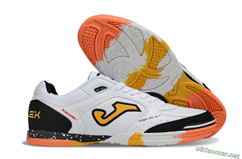 Men's Joma Top Flex IC Football Shoes - White/Black/Yellow 2