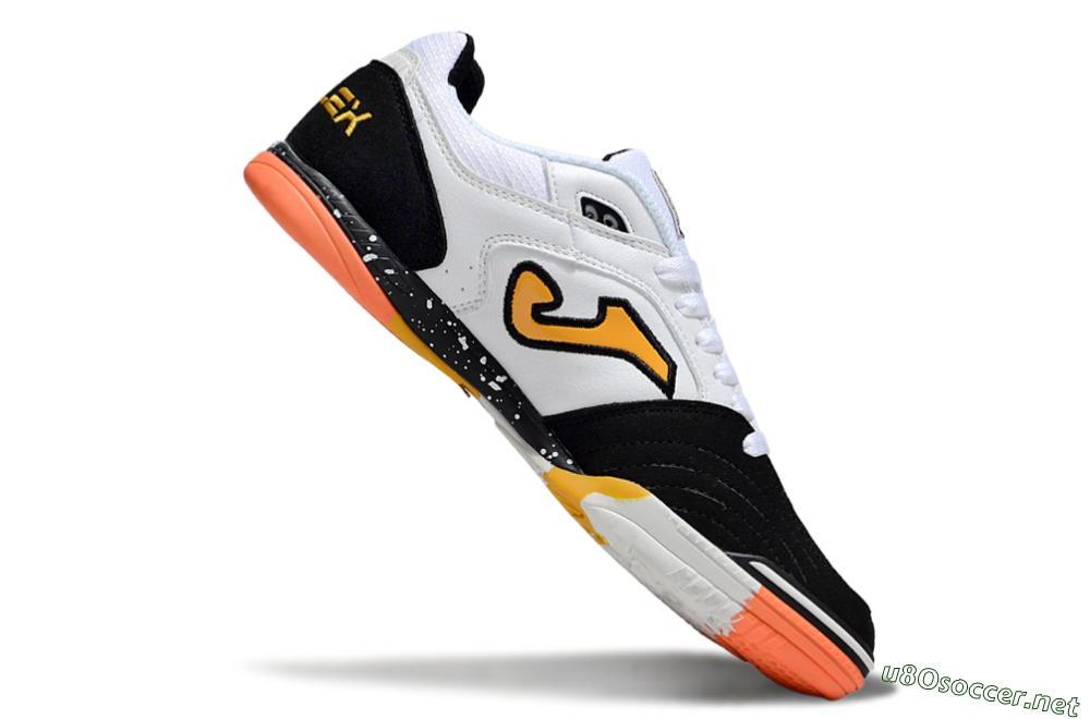 Men's Joma Top Flex IC Football Shoes - White/Black/Yellow 4
