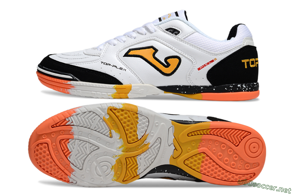 Men's Joma Top Flex IC Football Shoes - White/Black/Yellow 1