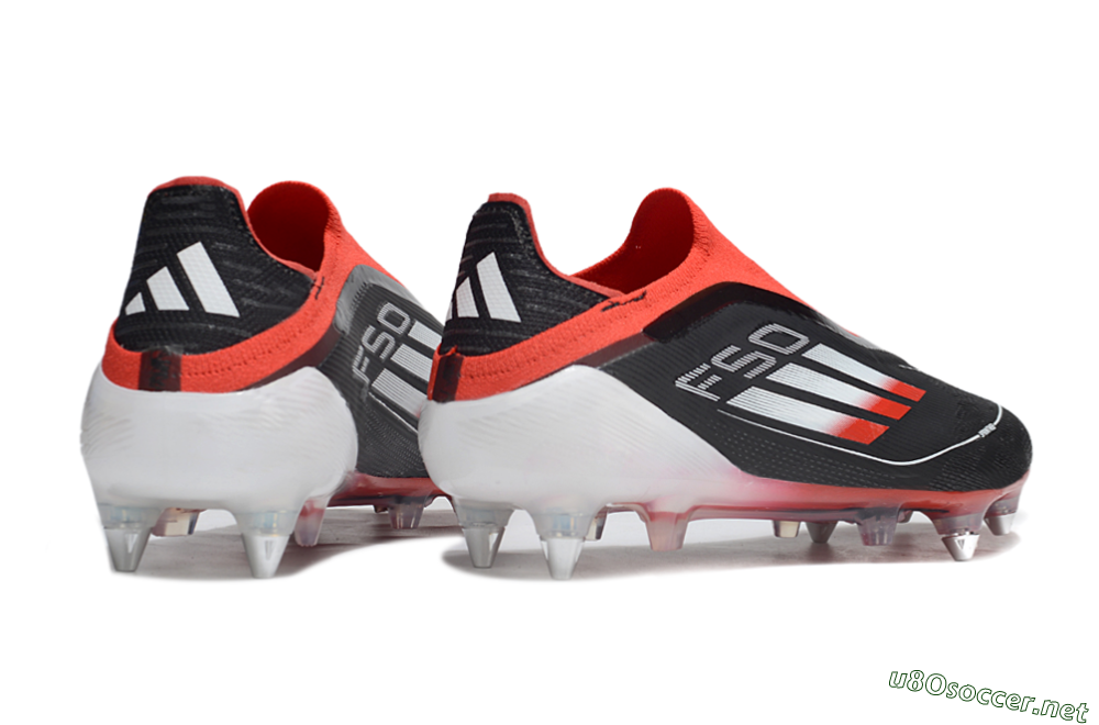 Men's Adidas F50 Elite Laceless SG Football Boots - Black/Red/Silver 6