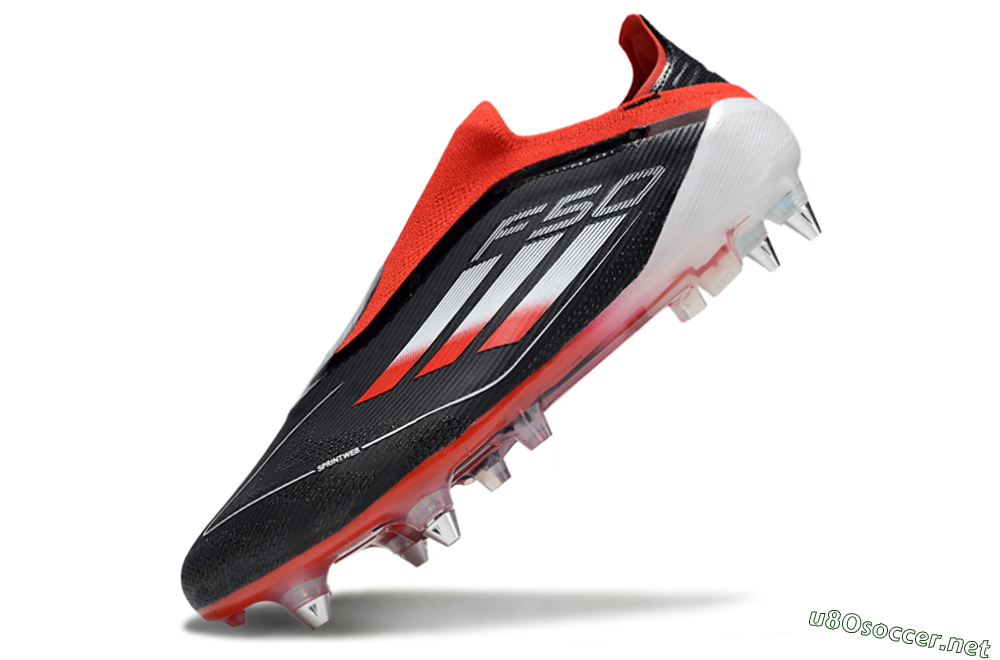 Men's Adidas F50 Elite Laceless SG Football Boots - Black/Red/Silver 5