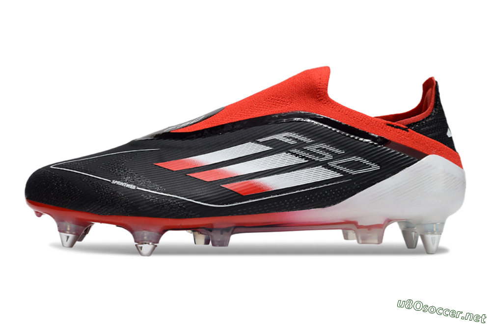 Men's Adidas F50 Elite Laceless SG Football Boots - Black/Red/Silver 0
